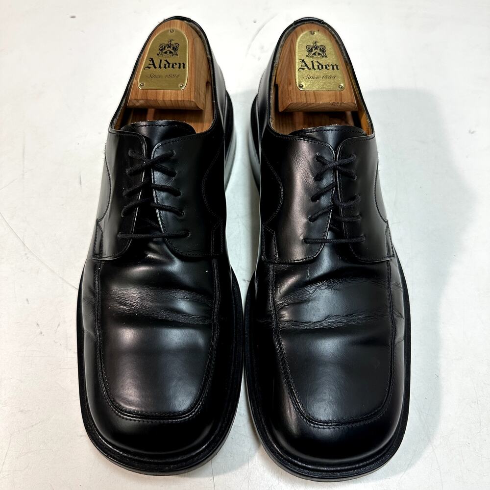 Mezlan Square Toe Bluchers Black Leather Derby Dress Shoes Made in Spain 8.5